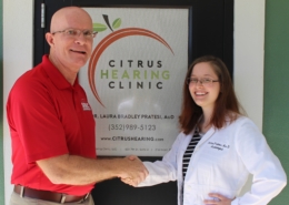 FSBDC - Lake County Area Manager Eddie Hill with Citrus Hearing Clinic's Dr. Laura Bradley Pratesi, AuD