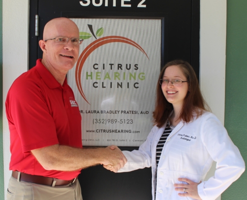 FSBDC - Lake County Area Manager Eddie Hill with Citrus Hearing Clinic's Dr. Laura Bradley Pratesi, AuD